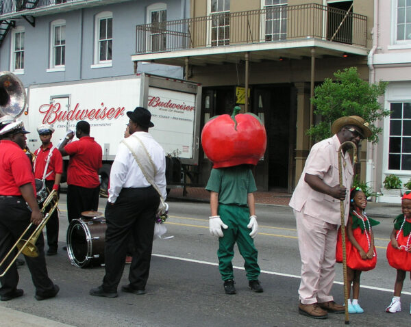 Brass Band and a Disgruntled Tomato, Preparing for Tomato Fest Second Line